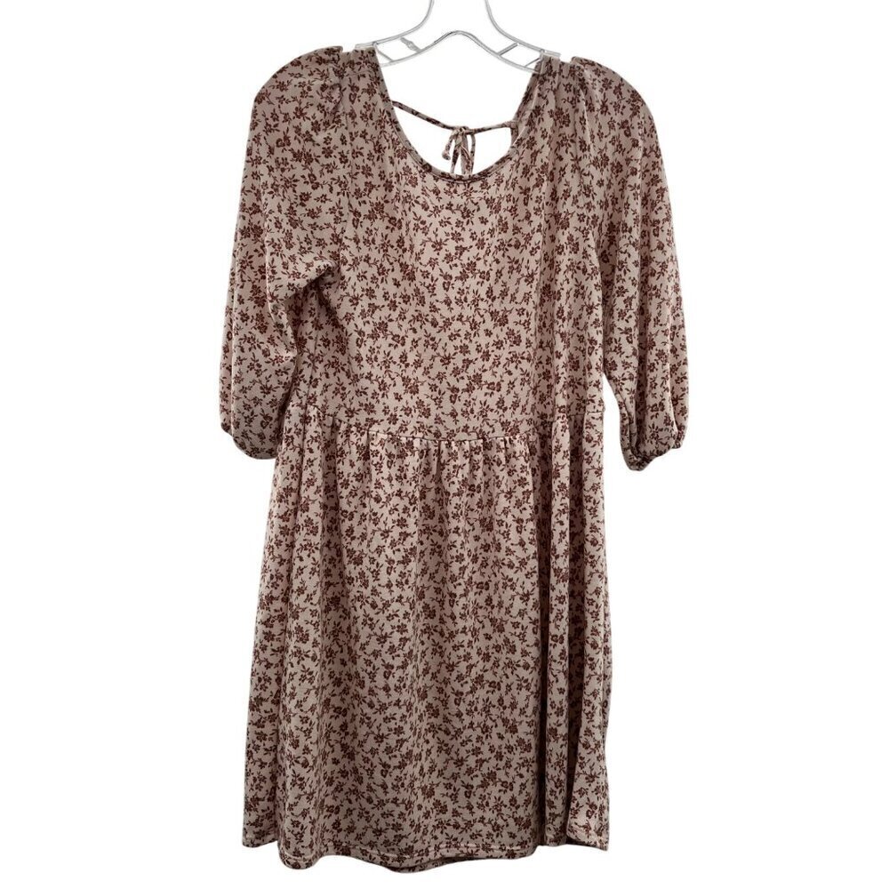 Gilli Women's Floral A-Line Dress 3/4 Sleeve Scoop Neck Size Medium Above Knee